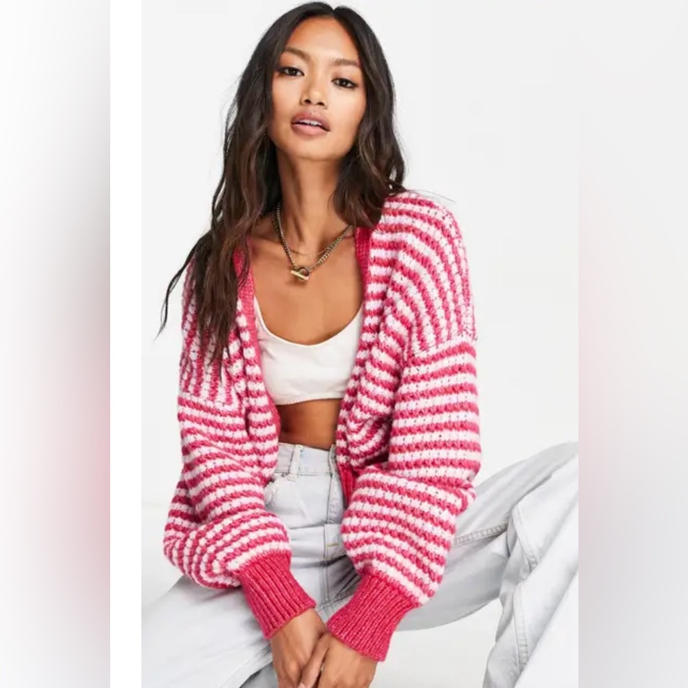 Top Shop Open Front Crop Knit Cardigan